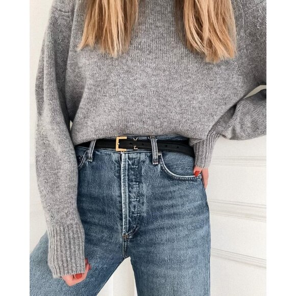 Women’s Gold/black Leather Belts 2.8cm Wide For Jeans Pants Fashion Buckle - Picture 3 of 4